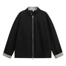 Plaid jacket men's stand up collar cardigan jacket
