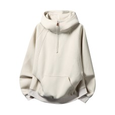 Stereoscopic Sectioning Half-Zip Heavyweight Hooded Sweatshirt Men's 