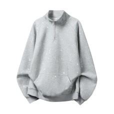 Half zip loose silhouette stand up collar sweatshirt