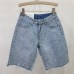 Style Fully Rhinestone Frayed Denim Shorts for Women Straight Leg Pants High Waist Versatile Five-Quarter Pants
