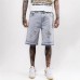 High Street Full Diamond Hip Hop Cross Straight Leg Rhinestone Denim Shorts Five-Point Denim Pants