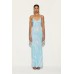 Elegant Satin Printed Sexy Strapless Slit Dress