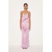 Elegant Satin Printed Sexy Strapless Slit Dress