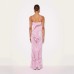 Elegant Satin Printed Sexy Strapless Slit Dress