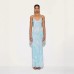 Elegant Satin Printed Sexy Strapless Slit Dress