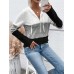Women's Color Block Hooded Zipper Casual Long Sleeve Knitwear Women's Color Block Hooded Zipper Casual Long Sleeve Knitwear