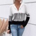 Women's Color Block Hooded Zipper Casual Long Sleeve Knitwear Women's Color Block Hooded Zipper Casual Long Sleeve Knitwear