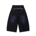 Washed denim cropped pants