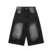 Washed lightning pattern seven quarter jeans