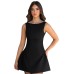Solid color casual sleeveless backless camisole slim short dress