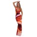 Printed neck strap sexy tight slit dress