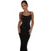 Leisure slim fit diamond studded decoration sleeveless high waisted camisole jumpsuit long skirt
