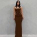 Leisure slim fit diamond studded decoration sleeveless high waisted camisole jumpsuit long skirt