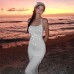 Leisure slim fit diamond studded decoration sleeveless high waisted camisole jumpsuit long skirt