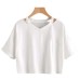 Shoulder Hollow Out Solid Color V-Neck Short Sleeve Loose Daily Women's Top Shoulder Hollow Out Solid Color V-Neck Short Sleeve Loose Daily Women's Top