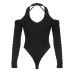 Shoulder-baring Top with Hollow-out Design and Backless Fit