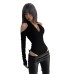 Shoulder-baring Top with Hollow-out Design and Backless Fit
