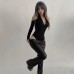 Shoulder-baring Top with Hollow-out Design and Backless Fit