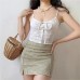 Women's Fresh Strap Short Pure Color Slim Hollow Flower Top Wholesale