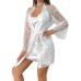 Sexy Mesh Robe with Lace Trim Transparent Sleepwear for Women Worn Outside Home 