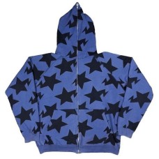 Star Pattern Hooded Cardigan Loose Unisex Sweatshirt