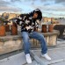 Star Pattern Hooded Cardigan Loose Unisex Sweatshirt