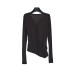 V-neck Slim Twist Top with Design Sense