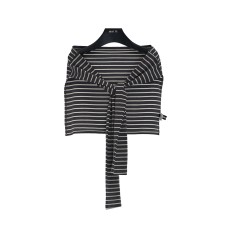 White Casual Striped False Collar Bolero for Women White Casual Striped False Collar Bolero for Women