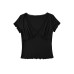 Lace Splicing Cross V-neck Short Sleeve  Top T-shirt