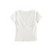 Lace Splicing Cross V-neck Short Sleeve  Top T-shirt