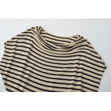 Striped Swing Collar Short Sleeve Loose Slim Casual T-Shirt