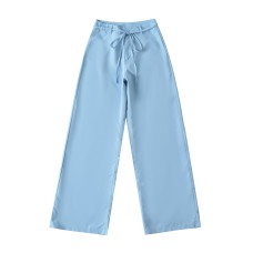 Elastic Waist Wide Leg Trousers with Belt 
