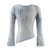 Dot Print Round Neck Flared Hem Slit Long Sleeve T-Shirt