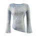 Dot Print Round Neck Flared Hem Slit Long Sleeve T-Shirt