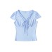 Lace Trimmed Tie Shoulder V-Neck Short Sleeve T-Shirt
