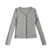 V-neck Fitted Cardigan Long Sleeve T-shirt