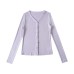 V-neck Fitted Cardigan Long Sleeve T-shirt