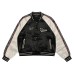 Embroidered satin contrasting patchwork baseball jersey with letters Embroidered satin contrasting patchwork baseball jersey with letters