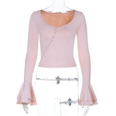 Basic round neck slim fit short long sleeved top