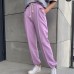 Drawstring Sports Pants with Spicy Girl Style Elastic Cuff Versatile Casual Trousers for Women