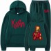 Spring and Autumn New Korn Pattern Printed Hooded Sweatshirt Set for Men and Women Long Sleeve Casual Top
