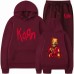 Spring and Autumn New Korn Pattern Printed Hooded Sweatshirt Set for Men and Women Long Sleeve Casual Top