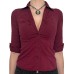 Solid Color Button Long Sleeve Shirt for Women