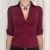 Solid Color Button Long Sleeve Shirt for Women