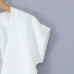 V-neck buckle asymmetrical white shirt top for women