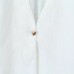 V-neck buckle asymmetrical white shirt top for women