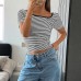 Striped Short Sleeve Tank Top Women's T-shirt Women's Clothing