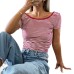 Striped Short Sleeve Tank Top Women's T-shirt Women's Clothing