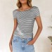 Striped Short Sleeve Tank Top Women's T-shirt Women's Clothing