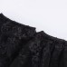 Single neck short sleeved black lace short top for women